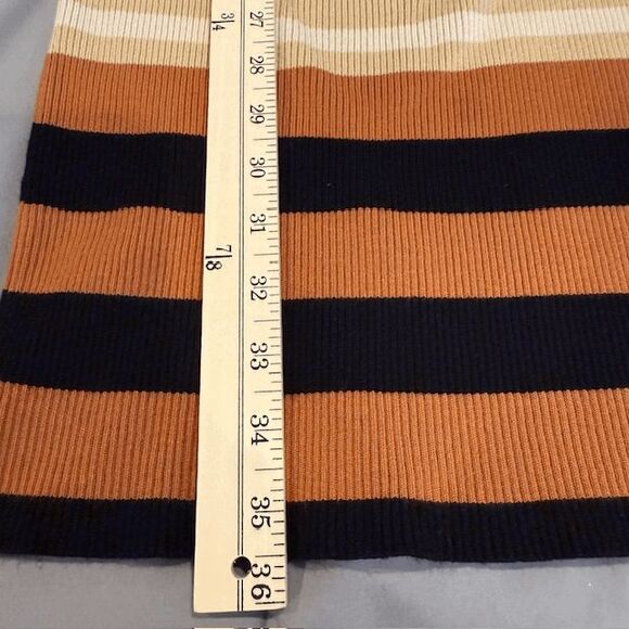 House of Harlow 1960 Rib Knit Striped Dress Strapless Black Tan Rust Size Small - Picture 6 of 7
